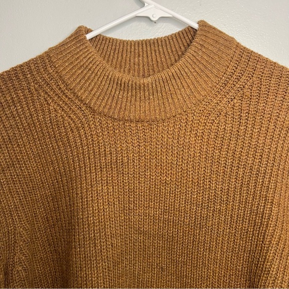 Gap Womens Wool Alpaca Blend Cable Knit Sweater Brown Sz L Mock Neck Oversized - Picture 2 of 11